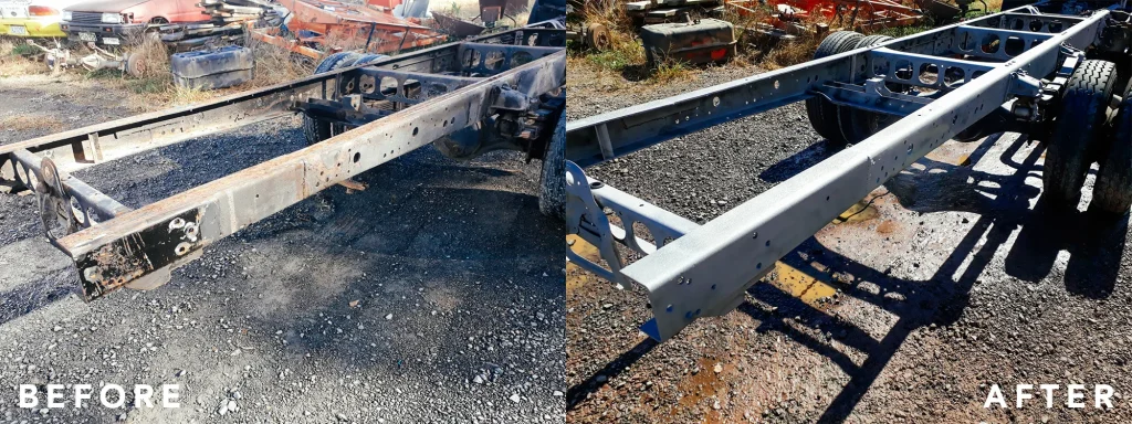 ecostrip-before-after-abrasive-blasting-media-automotive-web-chassis-strip-rust-old-new